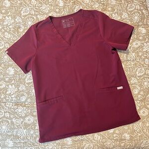 Figs Burgundy Casma V-Neck Scrub Top